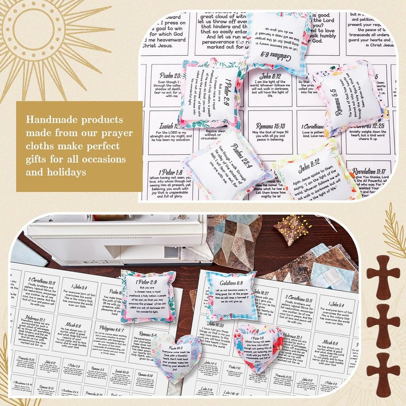 Anglechic 48 Set Pocket Prayer Quilt Squares Panel DIY Prayer Cloth with Crosses Mini Scripture Religious Spiritual Gift Easter Reward Gift for Friends Family Christians(Wood Color,Wooden) - Image 5